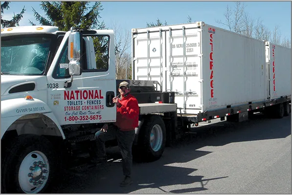 Mobile Storage Containers being moved